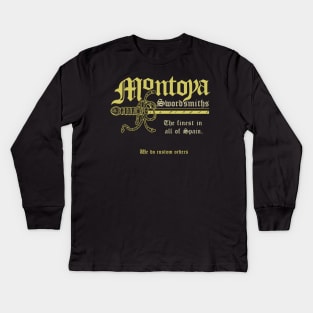 Montoya Sword Company (gold tone text) Kids Long Sleeve T-Shirt